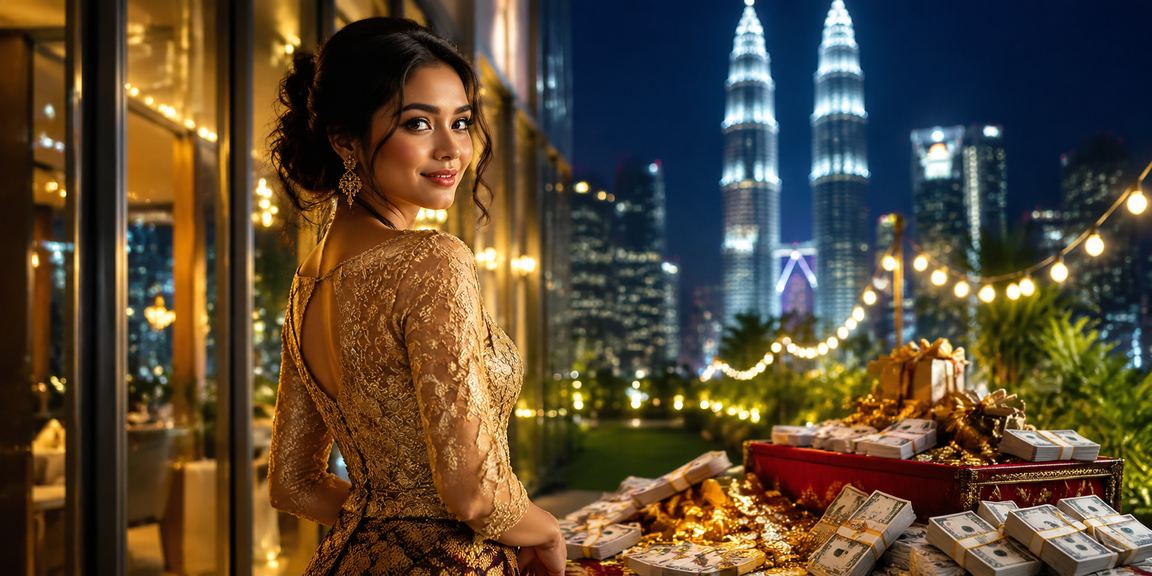 Pemain wanita Kuala Lumpur menerima cashback bonus dengan pakaian kebaya anggun